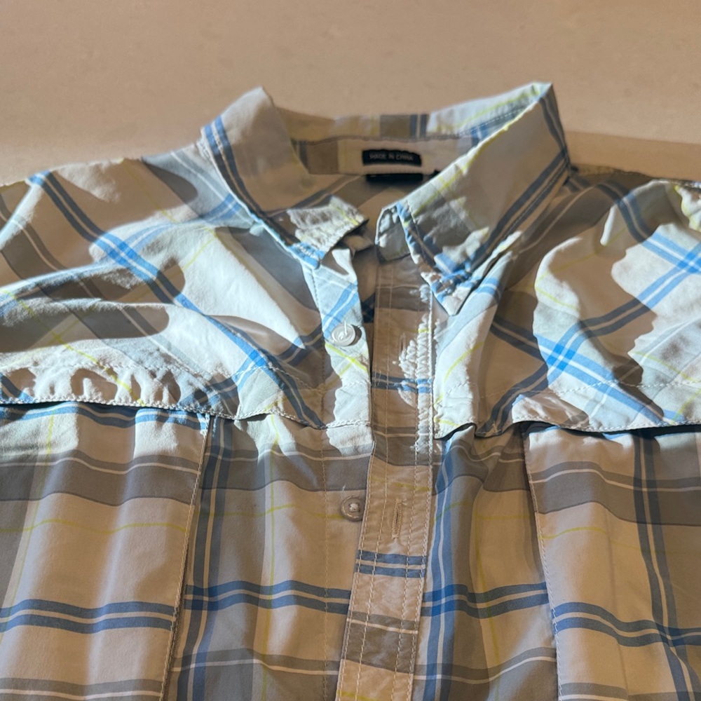 NRS Men's Casual Plaid Shirt - Blue and Yellow grey for fishing outdoors